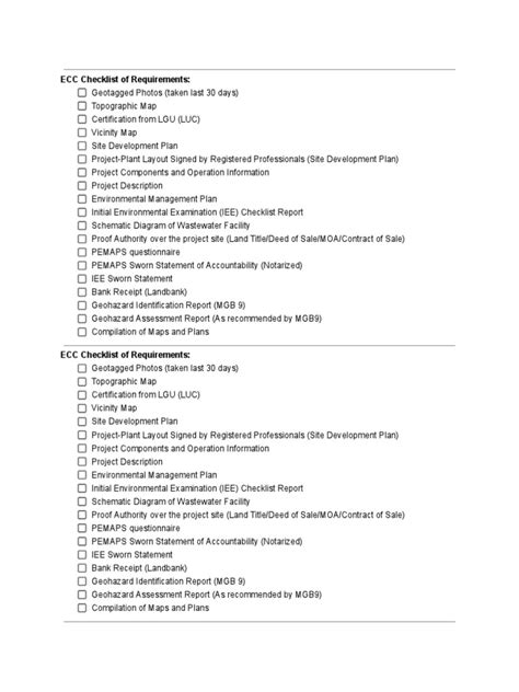 ECC Online Application Requirements (IEE Checklist).